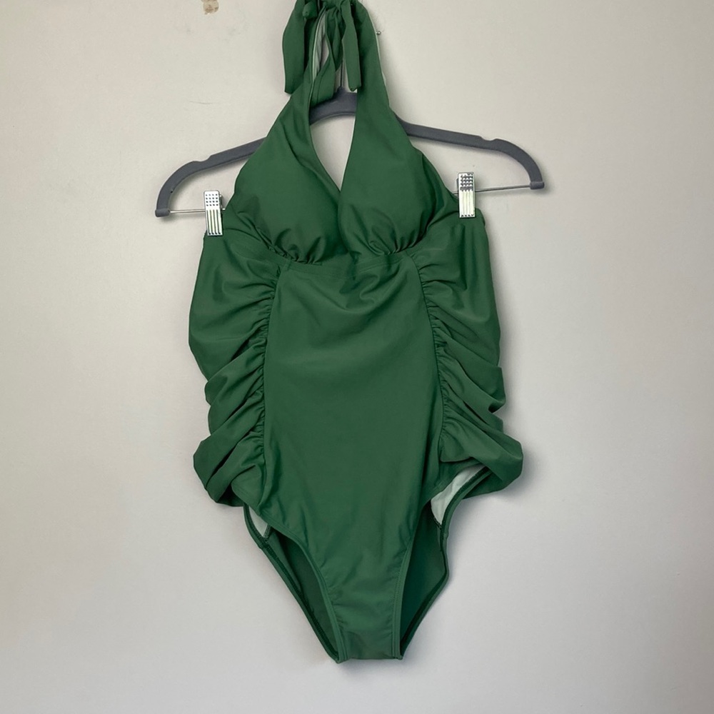 Cupshe| Green Ruch Sides One Piece Bathingsuit sz L